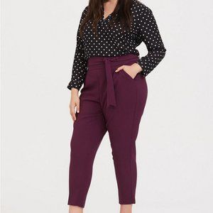 TORRID High Waisted Tie-Front Pant, Burgundy Purple | 2x